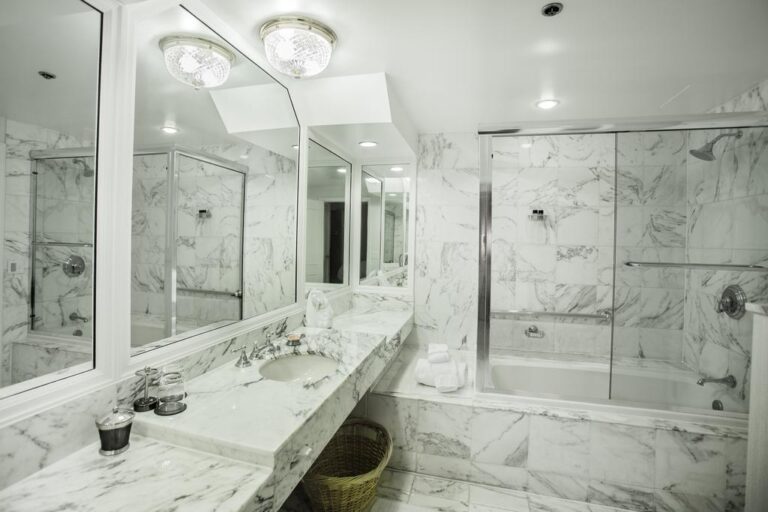 marble bathroom with spa bath