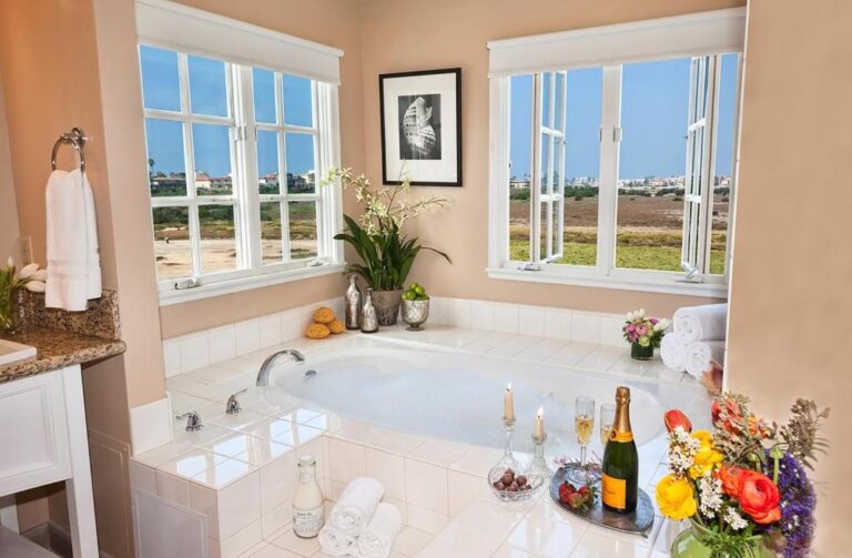 romantic jacuzzi tub with view