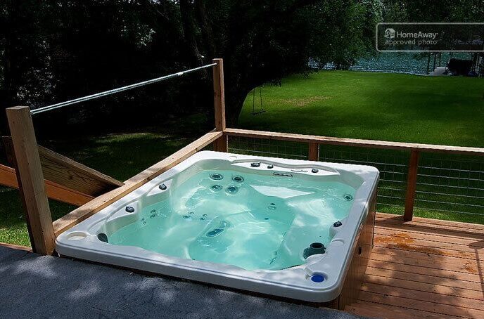 Private jacuzzi in the garden of family house, austin