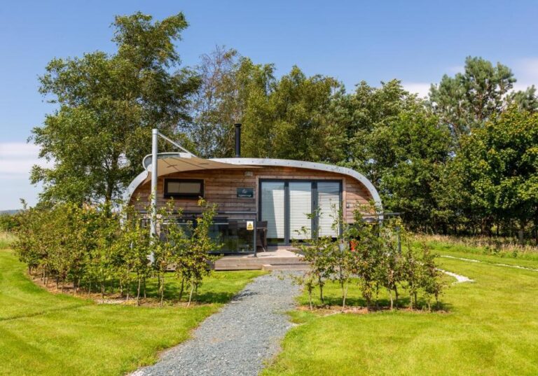 modern lodges in Cumbria with hot tub