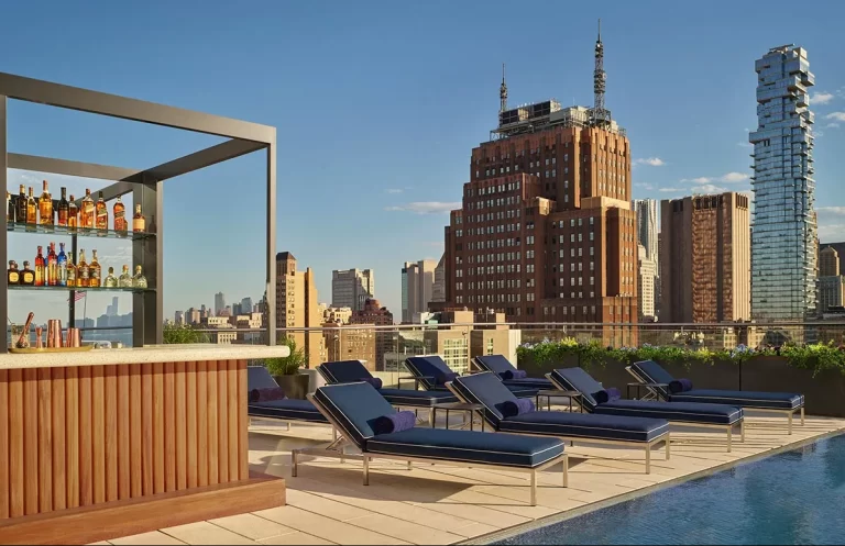 outdoor pool on the rooftop in nyc hotel