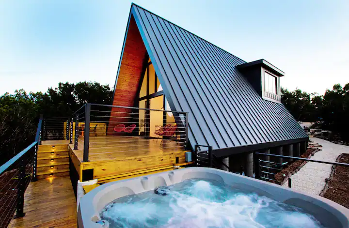 Cabins with Hot Tub in Texas Modern Aframe3