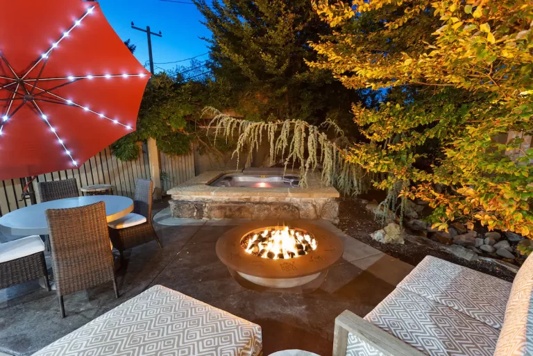 Magical Bungalow Sugarhouse Salt Lake City patio with firepit & hot tub