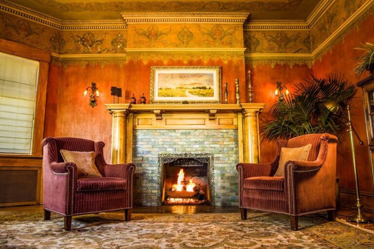 The Inn on the Hill Salt Lake City fireplace in lobby