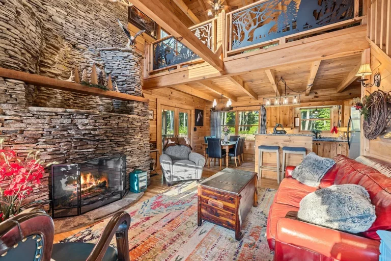 Treehouse cabin in Asheville NC Antler Falls Log Cabin