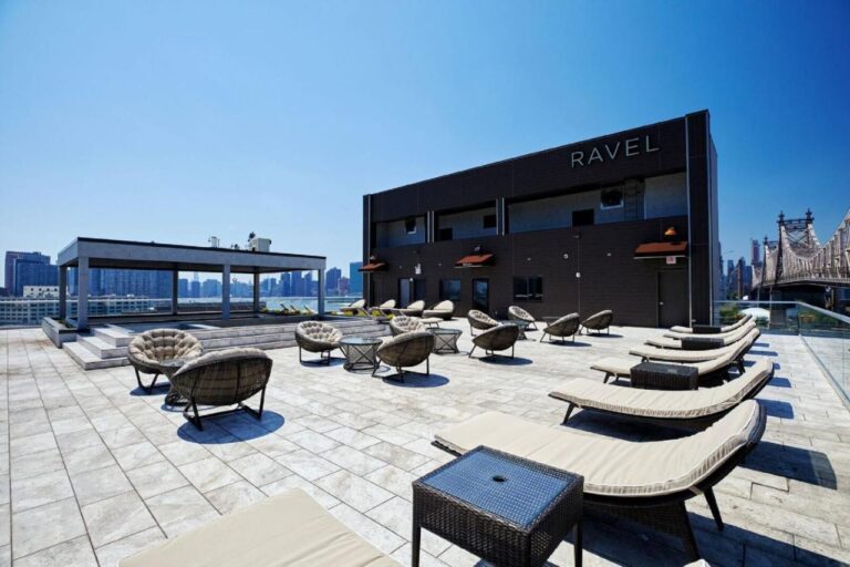 Ravel Hotel Trademark Collection rooftop terrace in nyc