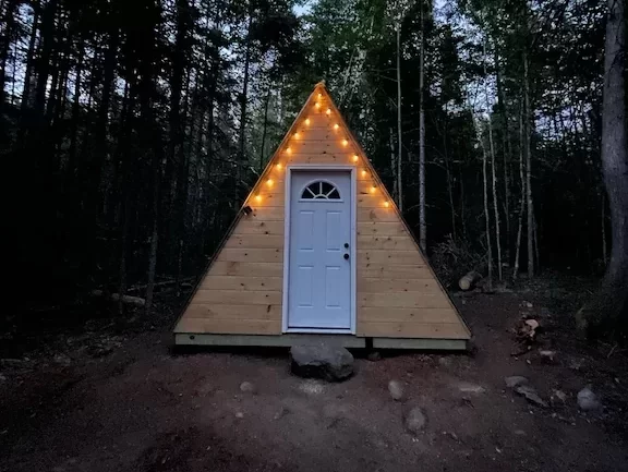 romantic hotels at Off grid A-frame cabin in maine