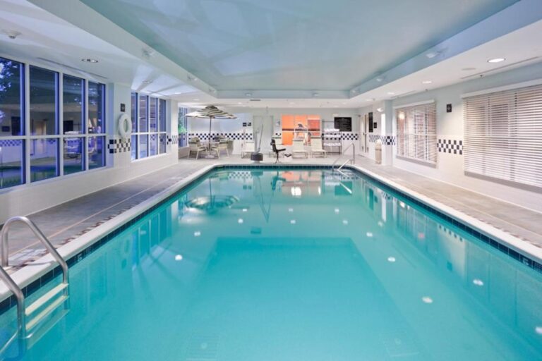 indoor pool with hot tub area