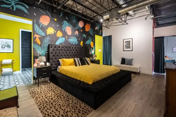 The Disco Suite Houston Themed Hotels in Texas bedroom